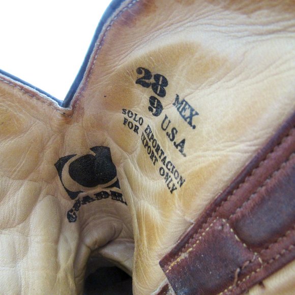 VINTAGE Western Embroidered Leather Cowboy Boots Brown Mid Calf Size Mens 9 - Picture 4 of 12